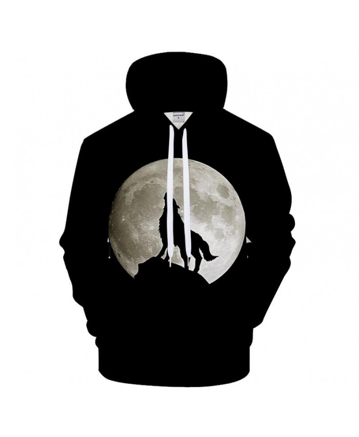 Black Hoodie 3D Hoodies Men Wolf Sweatshirt Harajuku Hoody Streatwear Tracksuit Brand Coat Pullover Moon Drop Ship