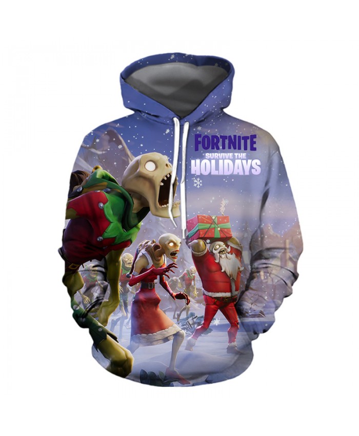 Fortnite survive the Holidays Christmas Hoodies 3D Sweatshirts Men Women Hoodie Print Couple Tracksuit Hooded Hoody Clothing