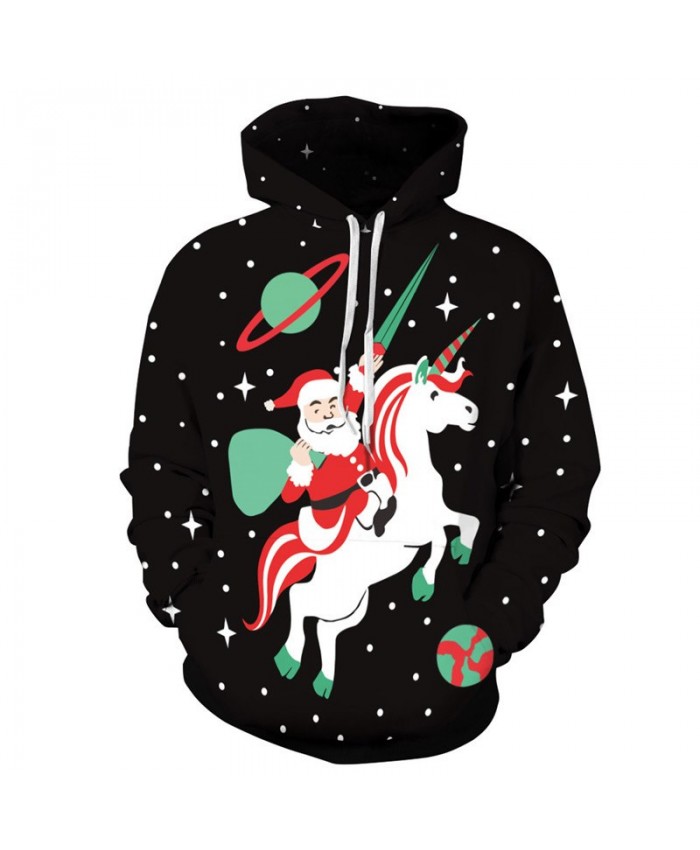 Santa unicorn print fun 3D Christmas series sweatshirt Christmas pullover sweatshirt 3D Pattern Print Hoodies Men Women Casual Sweatshirt